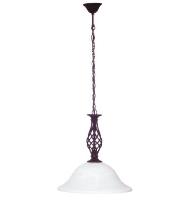 Bright Star PEN1032 BLACK Black Metal Pendant with Alabaster Glass