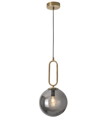 Bright Star PEN463 GD/SM Gold Metal Pendant Smoke Colour Glass