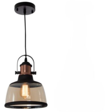 Bright Star PEN602 BLACK Metal Pendant with Cognac Colour Glass