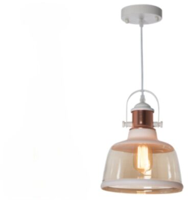 Bright Star PEN602 WHITE Metal Pendant with Cognac Colour Glass