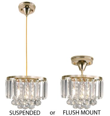Bright Star PEN826 GOLD 2 in 1 Pendant and Ceiling light Metal and Crystal