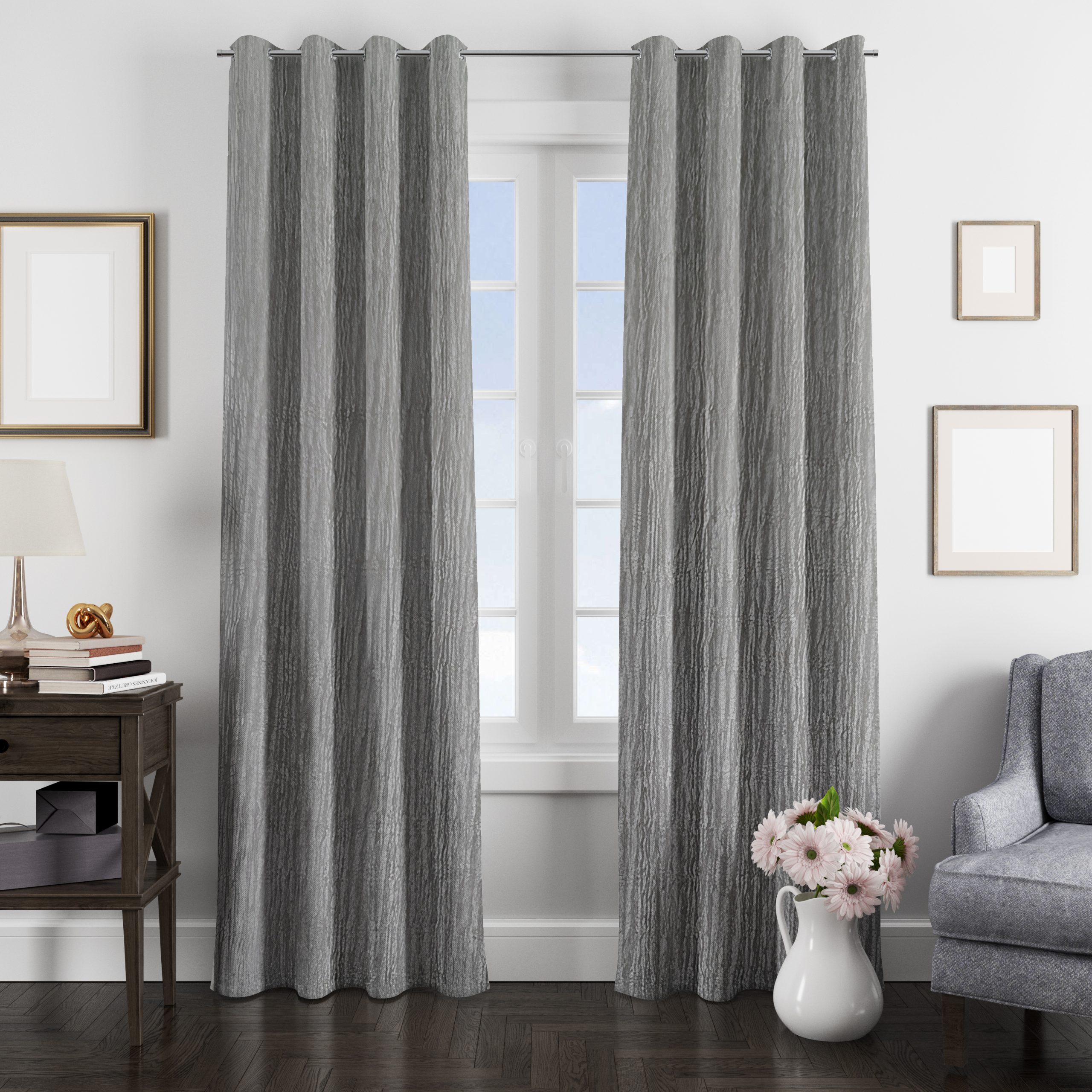 Vie De Luxe Lynn STD Eyelet Charcoal Curtain