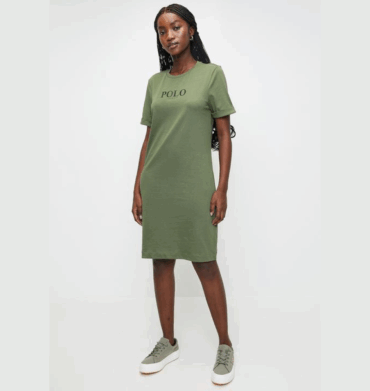 Polo Nandi Short Sleeve T-Shirt  Dress - Olive