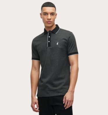 Polo Melange Short Sleeve Golfer- Black
