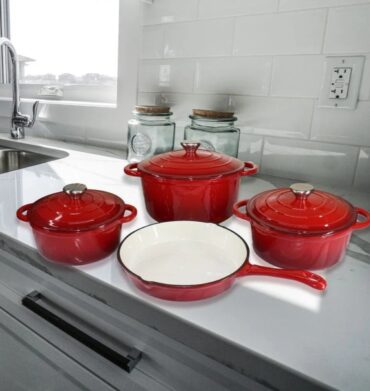 Crockery Cast Iron 7PC Pot Set- Red
