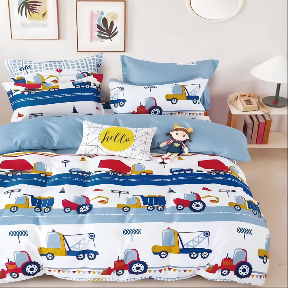 Cotton Co Kids Club Duvet Cover Trucks