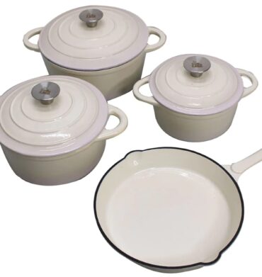 Crockery Cast Iron 7PC Pot Set- White