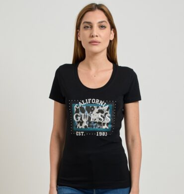 Guess Anamalier Print T-Shirt - Black