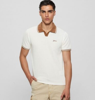 Guess Weston  Knit  Short Sleeve Polo - Cream