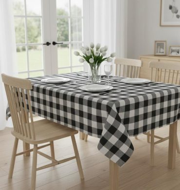 1132 GINGHAM CHECK TABLING BLK - 235CM  ( FABRIC )