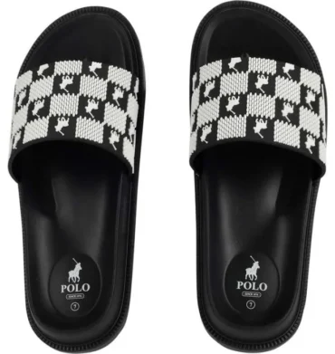 Polo 4195 Monogram Pool Sandal - Black/White
