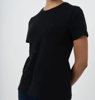 Bella SS Embroidered Black T-Shirt