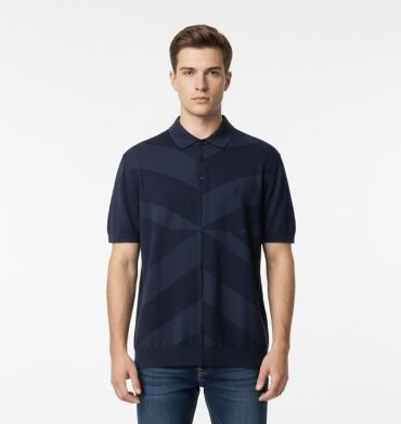 POLO NAVY TEXTURED SILK S/S GOLFER