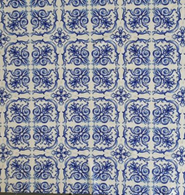 Porteguese Tile Azure Upholstery Fabric