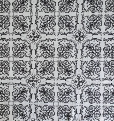 Porteguese Tile Charcoal Upholstery Fabric