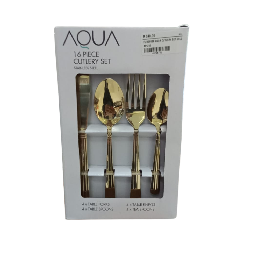 Aqua 16PC Cutlery Set-Gold