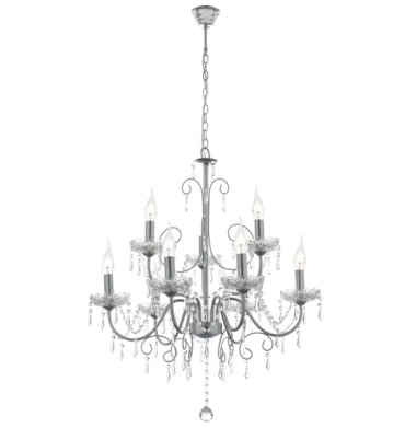 Bright Star Lighting CH388/9 CHROME Polished Chrome Chandelier with Crystals