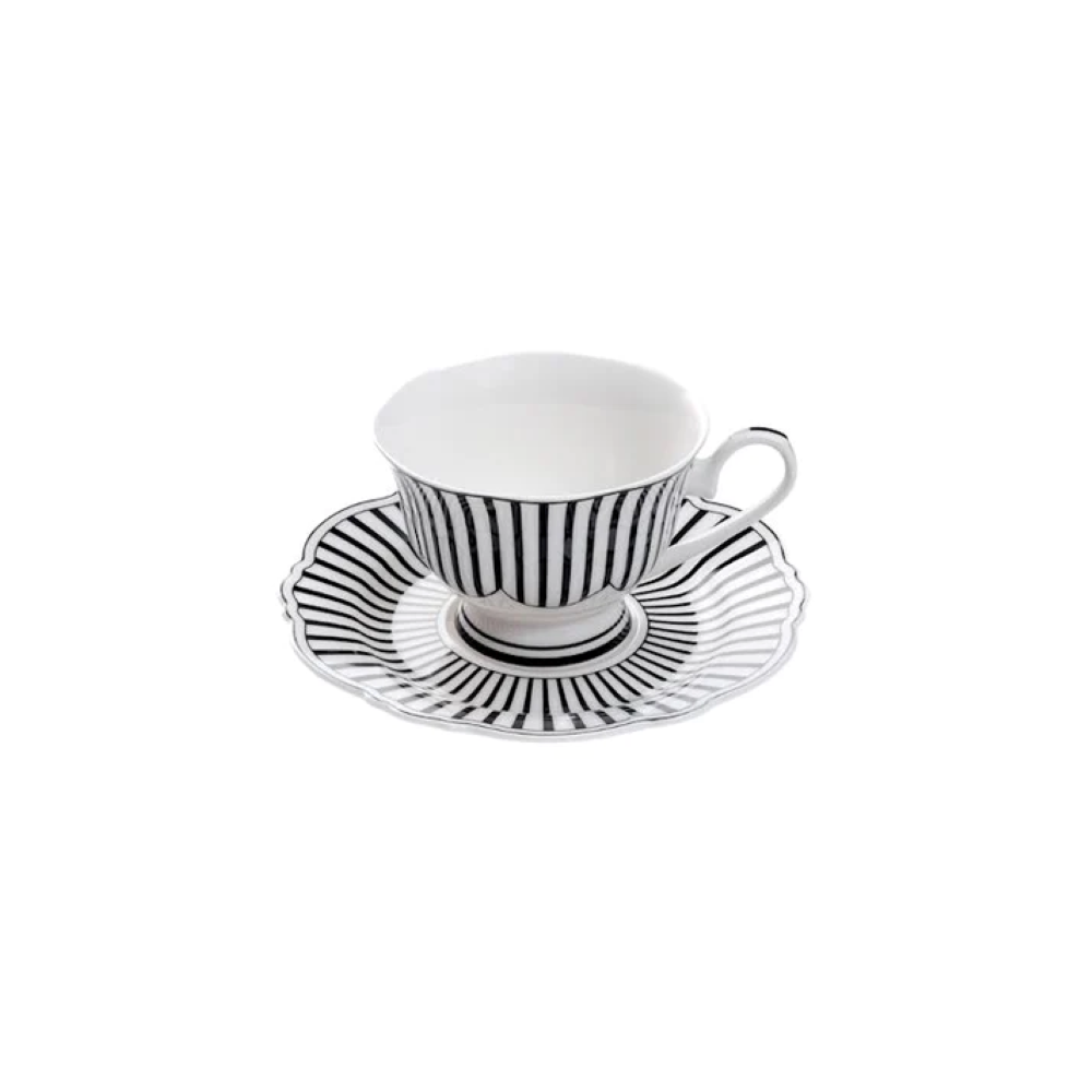 Jenna Clifford-7383 Ivory Noir 4piece Teacup & Saucer