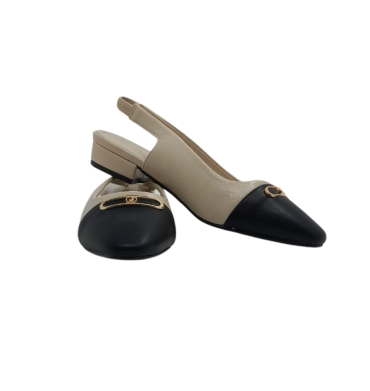 Polo Cap Slingback Flats Off White