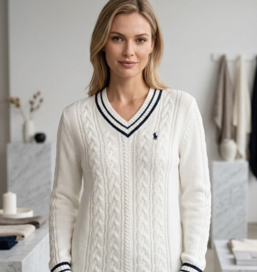 Polo Jane Long Sleeve Knit jersey Off-White