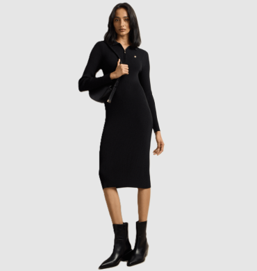 Polo Layla Long Sleeve Knit Dress Black
