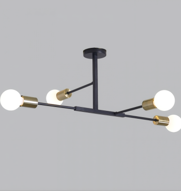 BS CH507/4 Metal Chandelier Black and Antique Brass