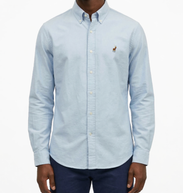 Polo Oxford Long Sleeve Shirt Light Blue
