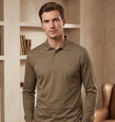 Pringle Donald Long Sleeve Golfer Taupe