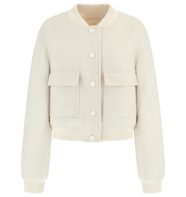 Guess Lorenza Melton Bomer Jacket Cream