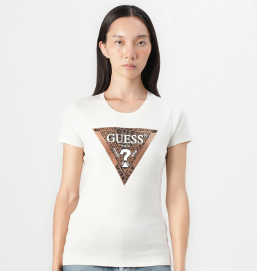 Guess Leo Short Sleeve Triangle T/Shirt  CREAM