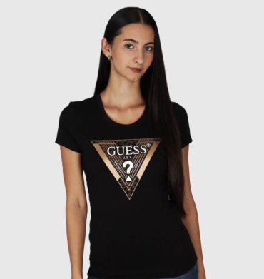 Guess Leo Short Sleeve Triangle T/Shirt  Black