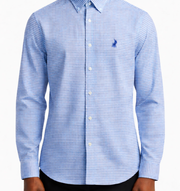 Polo Non Iron Gingham Shirt Blue