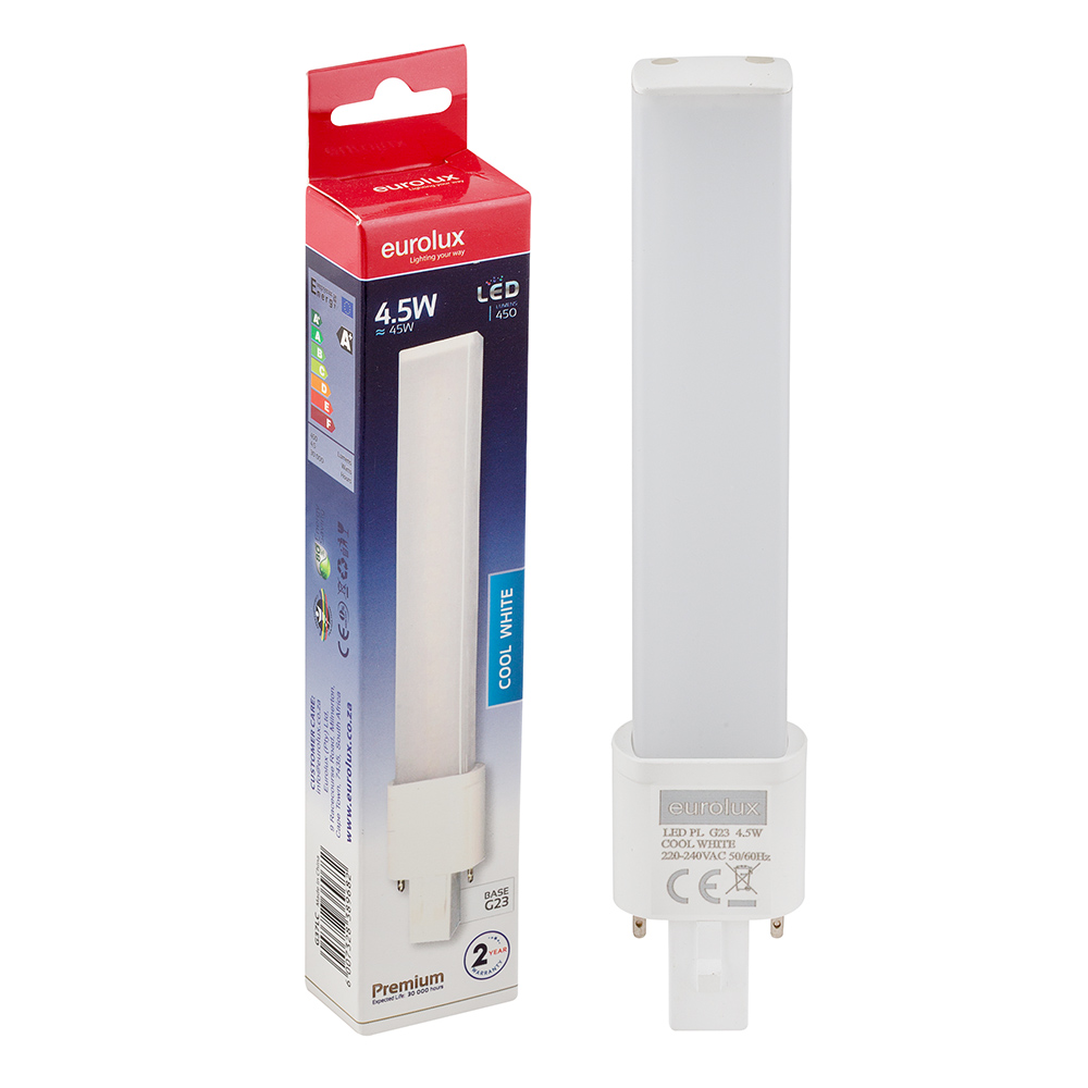 Eurolux G37LC Cool White G23 4.5W PL 2-Pin