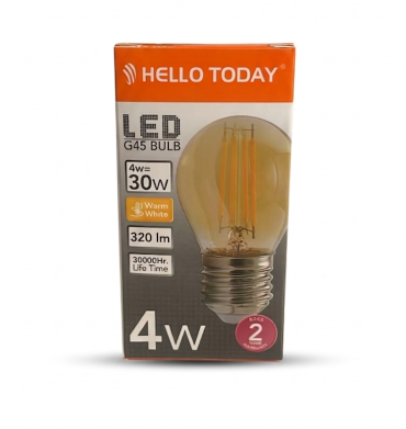 Hello Today 4W G45 E27 Filament Bulb - Warm White