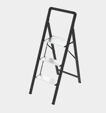 Stringray 1103 Casa Folding 3 Step Ladder Black and Silver