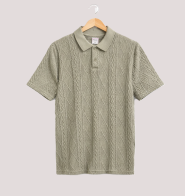 Guess Olin Short Sleeve Knit Golfer Sage