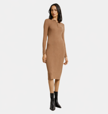Polo Layla Long Sleeve Knit Dress Camel