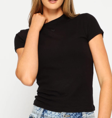 Guess Licia Short Sleeve Mock Top Black