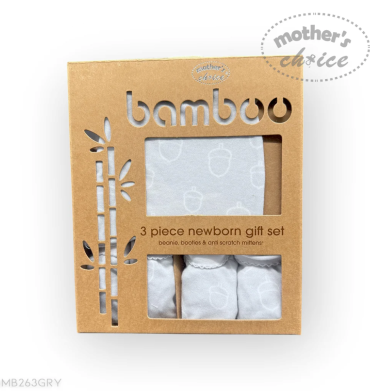Mother's Choice Bamboo Newborn 3Pack Beanie Grey