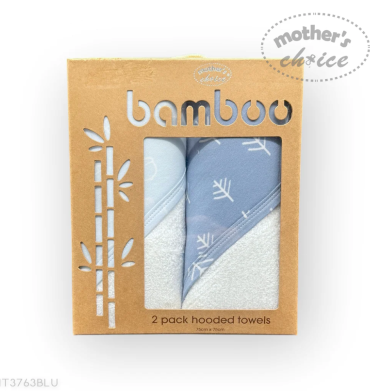 Mother's Choice Bamboo 2Pack Hooded Towel Blue