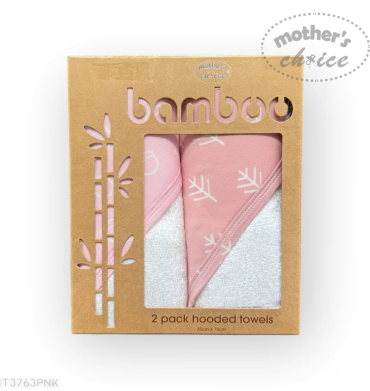 Mother's Choice Bamboo 2Pack Hooded Towel Pink