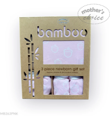 Mother's Choice Bamboo Newborn 3Pack Beanie Pink