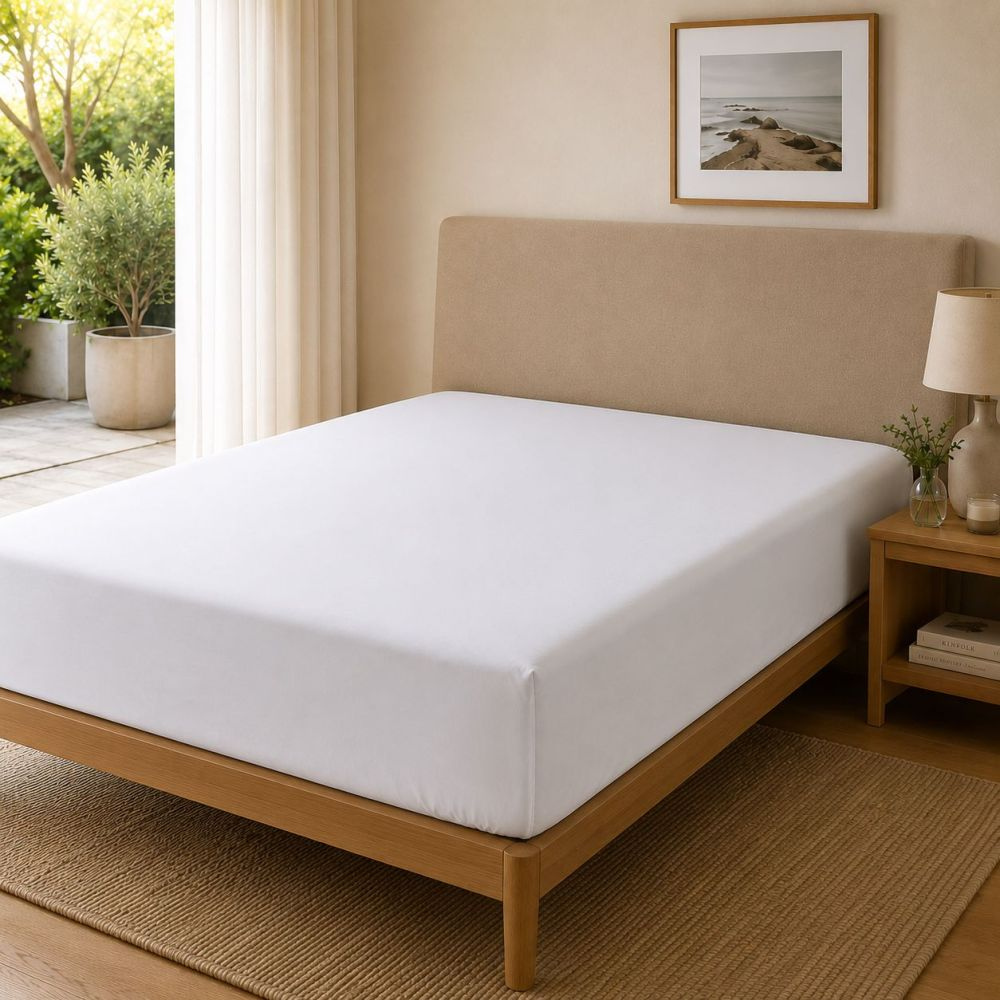 Serene Percale Fitted Sheet White T186