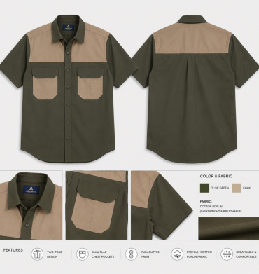 Bush Buck 2Tone Shirt Olive/Stone