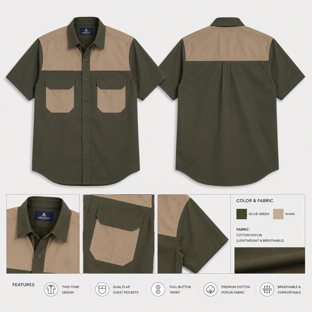 Bush Buck 2Tone Shirt Olive/Stone