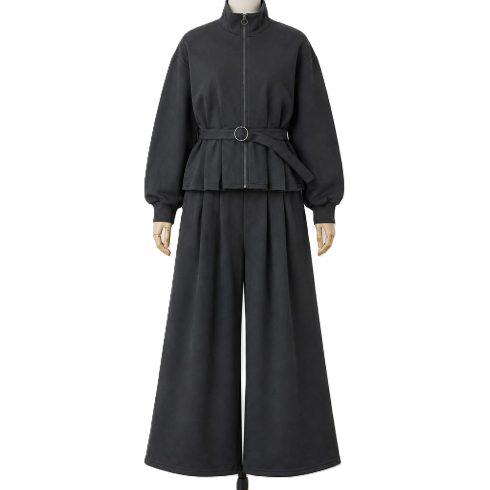 Maya Pleated Track Suit Black
