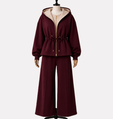 Uruba 2Tone Zip Track Suit Burgundy/Beige