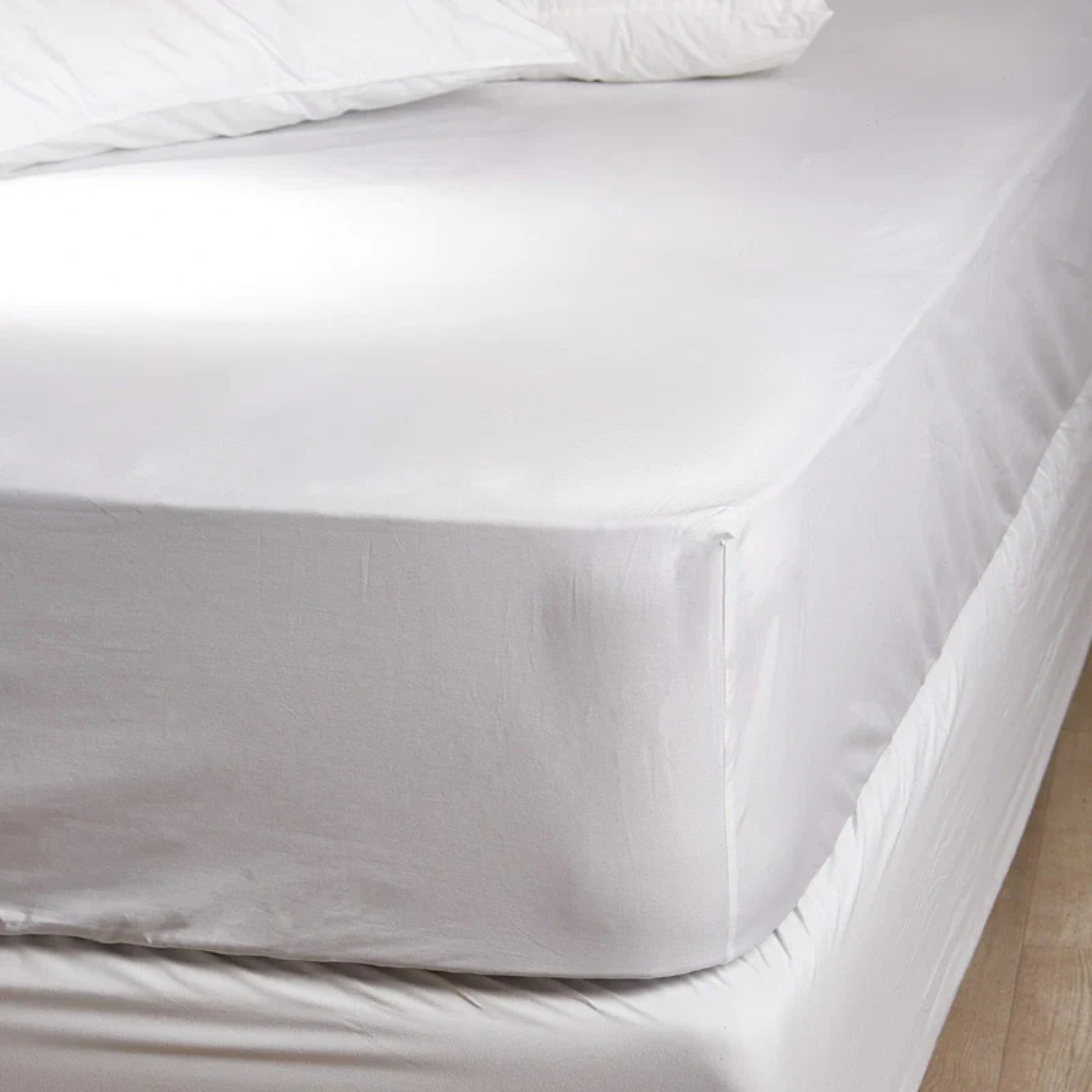 Cotton Co Twill Hotel Collection 100% Cotton White Fitted Sheet