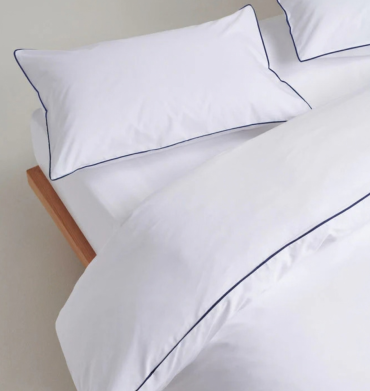 Serene Percale Duvet Cover+Piping White