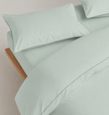 Serene Percale Duvet Cover+Piping Mint